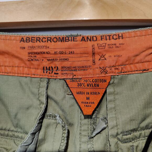 Vintage 90s Abercrombie & Fitch Men's Sz M Green Paratroops Pants Cargo Wide Leg - Picture 6 of 8